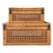 Hello Honey® Dark Brown Modern Decorative Square Woven Rattan & Wood Display Box Set with Glass Top